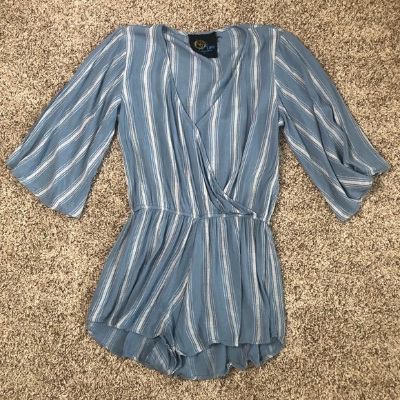 Blue Life Wild & Free Bluebell Boho Stripe Romper, Small - Picture 2 of 7